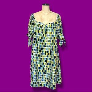 NANETTE LEPORE Y2K Silk Retro Shift Dress Geometric Mod Abstract Luxury Whimsy